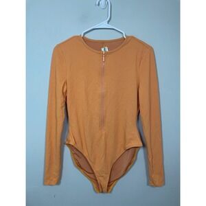 Dippin Daisys Shoal Long Sleeve One Piece Bathing Suit In Orange Size Large